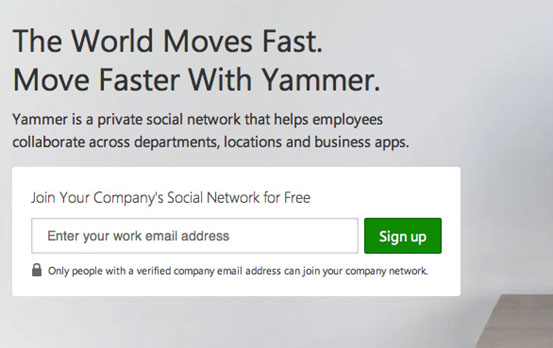 Sign up to Yammer